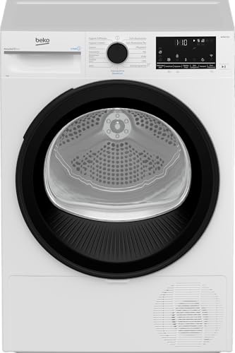 Beko B7TDT8820A Wäschetrockner, 8 kg, Frontlader Wärmepumpentrockner, 15 Programme, HomeWhiz, SteamCure, Sensortrocknung, Leise-Programm, Aquawave Schontrommel, Säulenfähig, Weiß