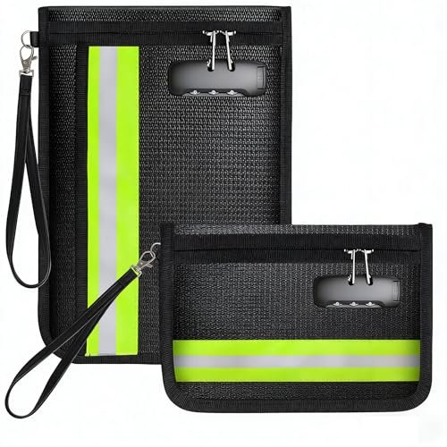 Feuerfeste und wasserdichte Dokumentetasches, 2 Stück Aktentasche mit Schloss, Feuerfeste und wasserdichte Tasche für A4/A5 Dokumente Passport Geld Wertsachen