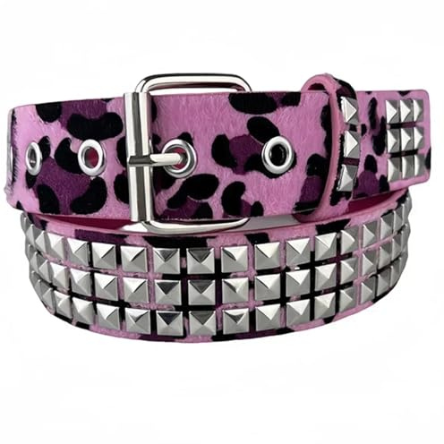 GYTTDERFL NietengüRtel Frauen Camouflage Leopard Gürtel Heavy Metal Gürtel Nieteneinlage Kunstleder Punk Hip Hop Rock Air Eye Jeans Dekoration