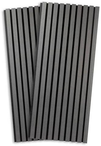 PROVISTON Lot de 2 panneaux acoustiques 3D - Panneaux muraux - Chêne foncé - 120 x 60 cm - 18 mm - Lattes en bois MDF sur feutre insonorisant - Décoration murale pour salon, chambre à coucher, cuisine