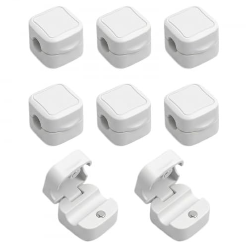 Merzio 8 Pack Cable Tidy Clips White, Self Adhesive Cable Organiser for Desk Cable Management, Cord Holder for Phone Charger, USB, PC, Car, Wall, Home and Office Accessories