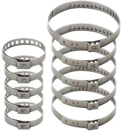 Esshogo 10 Pcs Collier De Serrage En Acier Inoxydable, Collier Serrage | 5 Pièces 25-50mm,5 Pièces 50-120mm Soufflet de Cardan Universel en Acier Inoxydable, Homocinétique D'Arbre à Cardan Réglable
