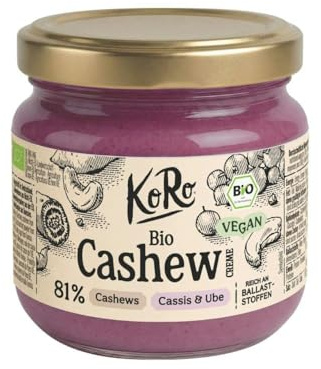 KoRo - Crema spalmabile con ribes nero e ube bio 200 g - 81% anacardi - Vegan e bio - Senza coloranti artificiali