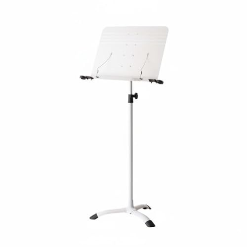 Chosertory Foldable Music Stand Adjustable Sheet Music Stand Portable Orchestra Stand Tripod Base Iron Frame Suitable for Living Room Practice School Ensemble Theater Gigs, White