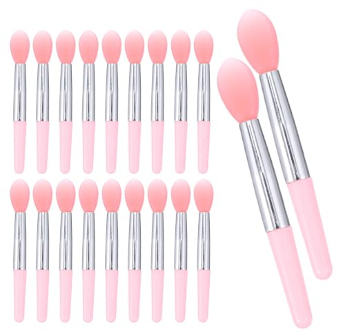 CHICAMPERA 24 St Mini Silikon Läppborste Flexibel Applicator för Läppfärg och Läppmask Återanvändbar Reseklar Makeuppensel för Precisa Transparent och Rosa Handtag