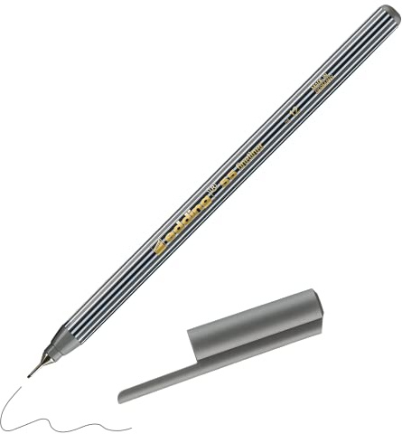 edding 55 - Fineliner - grau - 1 Stift - 0,3 mm Spitze - Farbstift zum Schreiben, Malen, Unterstreichen, Illustrieren - für Kinder und Erwachsene, Schule, Homeoffice, Büro