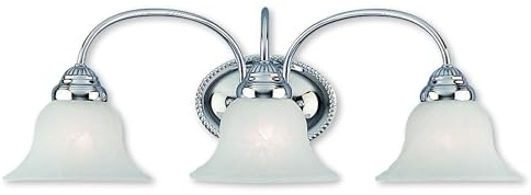 Livex Lighting 1533-05 Edgemont 3 Light Wall Sconce Chrome with White Alabaster Glass, 23.5 x 8.75 x 8