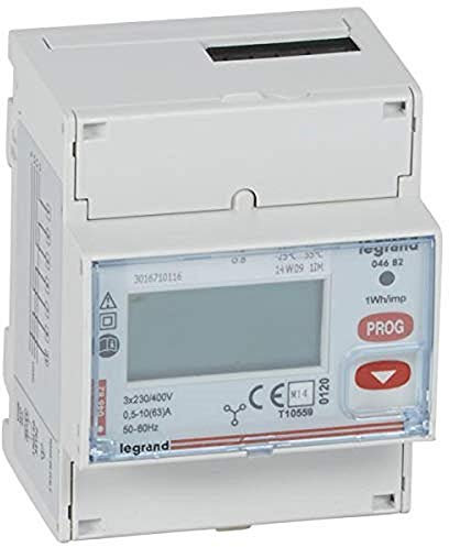 Legrand 004682 Compteur Modulaire Triphasé EMDX³ MID Raccordement Direct avec Sortie à Impulsions, 63A, 4 Modules
