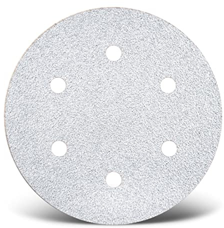 MENZER White Dischi abrasivi 225 mm, 6 fori (5 Pz.) G40 | p. Levigatrici per muri, Corindone normale, supporto a gancio e anello