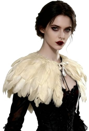 keland Feder Cape Stola Schwarz Weiß Beige Schal Halloween-Kostüm