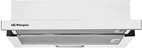 Orbegozo TL 07160 BL – Campana extractora, 60 cm, 2 bombillas LED, extracción 308.2 m3/h, 2 niveles de potencia, 65 W