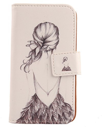 Lankashi PU Flip Leder Tasche Hülle Case Cover Handytasche Schutzhülle Etui Skin Für Maze Blade 4G Phablet 5.5 (Back Girl Design)