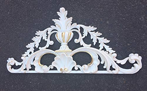Wanddeko Barock Antik Weiß Gold Wandbehang Türbogen 77x36x3 Wandrelief