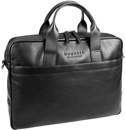bugatti Corso Leder Businesstasche für Damen und Herren mit 13 Zoll Laptopfach, Arbeitstasche Aktentasche Große Bürotasche, Schwarz