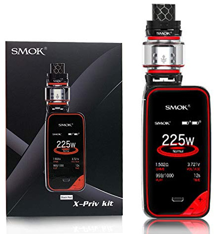 SMOK X-Priv 225W Mod mit TFV12 Prinz Verdampfer Tank 8ml E Zigarette Starter Kit,Ohne Nikotin (Schwarz Rot)