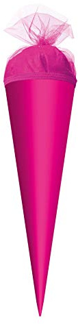 ROTH Bastel-Schultüte klein pink - 50 cm rund - mit pinkfarbenem Tüllverschluss