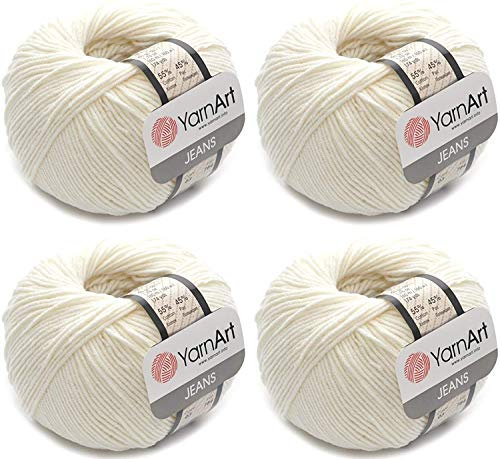 4 Knäuel 55% Baumwolle 45% Acryl YarnArt Jeans-Garn, 200 g