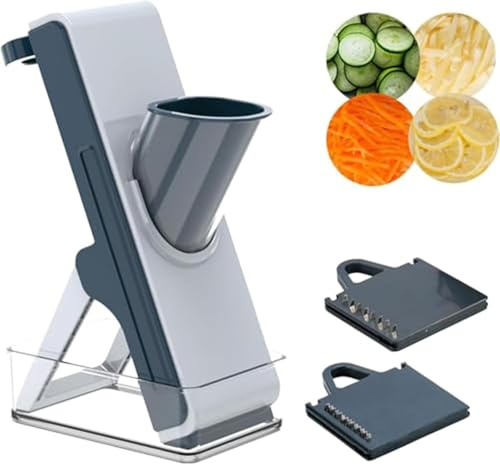 Eletronova Safe Mandoline Slicer for Kitchen, Vegetable Slicer for Kitchen，Kitchen Food Slicer, French Fry Cutter Julienne Dicer for Vegetables Grey (White & Green) (Blue & White)