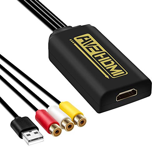 Kuyia Câble convertisseur 3 RCA vers HDMI, câble AV vers HDMI avec câble d'alimentation USB Audio Video Upscaler PAL/NTSC, compatible avec Nintendo Xbox PS4 PS3 HDTV STB VCR Blu-ray DVD (noir femelle)