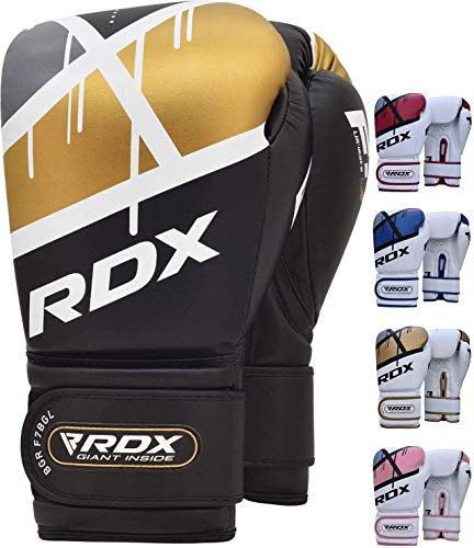 RDX Guanti da boxe Muay Thai Allenamento, Maya Hide Cuoio, Ego Boxing Gloves per Sparring Kickboxing Sacco Guanti da Boxe MMA Fight Training, Uomini Donne, 8 10 12 14 16 oz