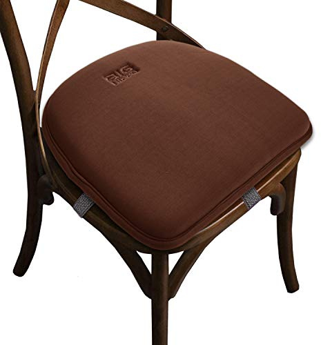 Big Hippo Seat Pads For Dinning Chairs,Square Memory Foam Chair Cushion With Ties,Outdoor Garden Chair Cushions, Perfect for Home Kitchen Office Car (Brown)