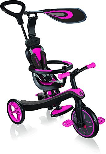 Globber VEGB0000632-110, Triciclo e drenaggio tutto in uno, Trike Explorer 4 in 1, colore: Rosa, Taglia Unica