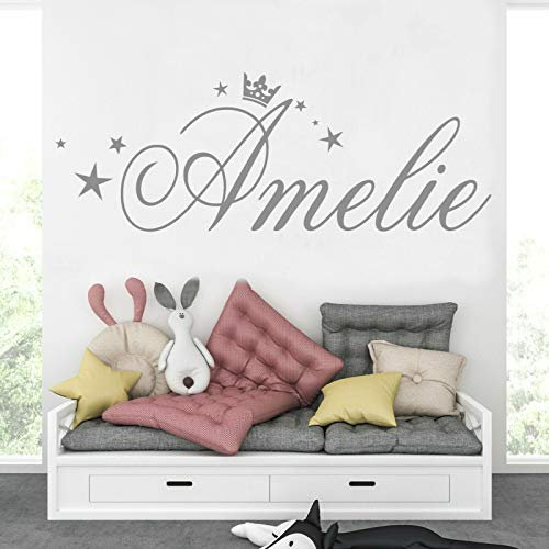 tjapalo® pk282 Wandtattoo Mädchen Name Wandsticker Mädchenzimmer Baby Wandtattoo Mädchen Kinderzimmer mit Namen, : Beige, Größe: B120xH43