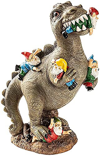 Garden Dinosaur Eating Gnomes Statues,Dinosaur Eating Gnomes Garden Statue Art Decorations, Jurassic Dinosaur Eating Gnomes Garden Art Outdoor for Fall Winter Garden Decor (Dinosaur(S))