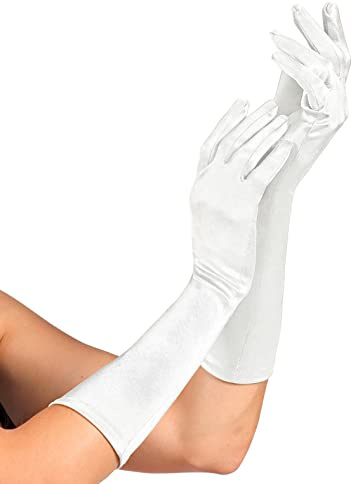 W WIDMANN MILANO Party Fashion - Elegante Satin-Handschuhe | Länge 40 cm, mit Elasthan, Kostüm-Accessoire für Showgirls, Karneval und Mottoparty
