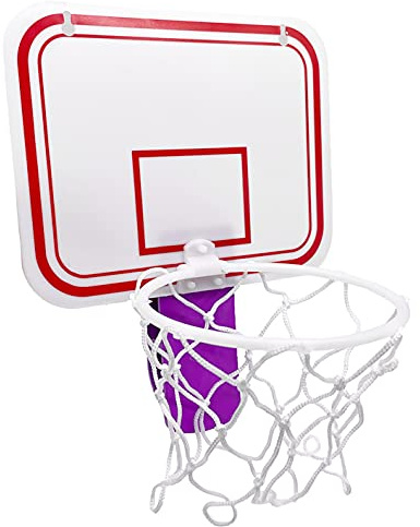 TaktZeit Büro-Basketballkorb-Clip für Mülleimer, Basketballspiel, kleiner Basketballbrett-Clip für Abfallkorb in Toilette, Schlafzimmer, Badezimmer und Büro (weiß, 16 x 20 cm) (lila)