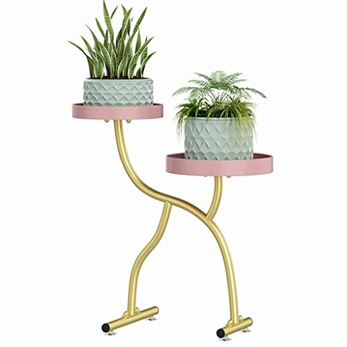 Meng Wei Shop Eisen-Blumenständer Für Den Innenbereich Wohnzimmer-Grünpflanzenständer Balkon-Blumentopfständer Sukkulenten-Regal Schlafzimmer-Dekorationsregal (Color : Pink, Size : 35x23x62cm)