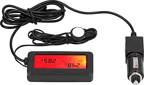 Hapivida Digital Auto Thermometer, LCD Display with Backlight, 12V Electronic Inside and Outside Temperature Meter for PC Computer Aquarium Truck Vehicle