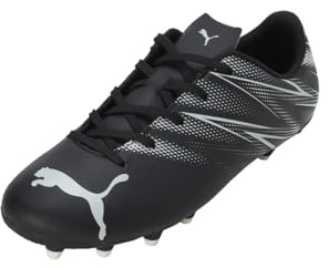 PUMA Unisex Kids Attacanto Fg/Ag Jr Scarpe da calcio, Puma Black Silver Mist, 34.5 EU
