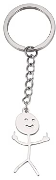 Dreamtimes drôle Smiley Figurine de visage langue des signes porte-clés doigt Stickman mignon tendance sac clé de voiture pendentif Couple cadeau porte-clés