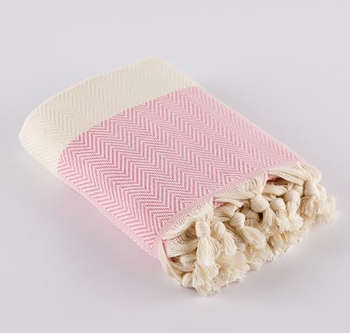 Stark und Weich LUCIDUS Strandtuch – 100% Türkische Baumwolle, Schnell Trocknend & Sandfrei, 100x200 cm Saunatuch Hamamtuch Damen & Herren – Leicht & Ideal für Reise, Bad, Yoga, Camping (Blassrosa)