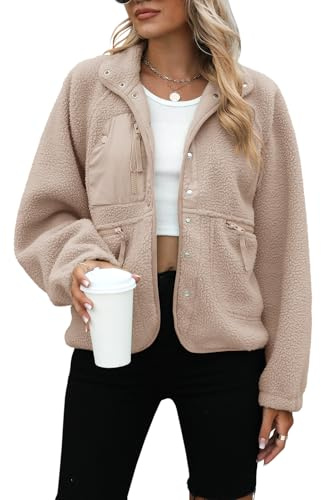 Yanekop Womens Fleece Jacket Button Down Sherpa Jacket Fuzzy Sweaters