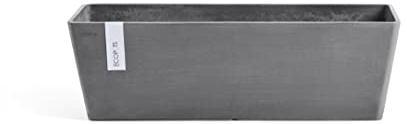 ECOPOTS Fioriera da balcone Bruges grigio, 45 x 17 cm, con approvvigionamento idrico, rettangolare, in plastica riciclata, moderna, per interni ed esterni, fioriera Bruges