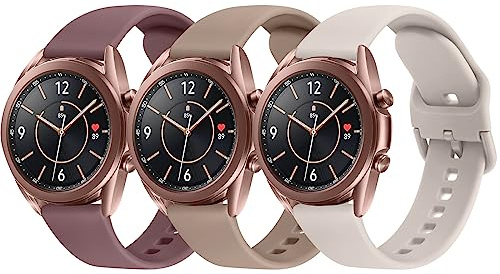 AK Pack 3 Straps Compatible for Samsung Galaxy Watch 3 41mm /Galaxy Watch 42mm/Galaxy Watch Active 2 40mm 44mm/Gear Sport, 20mm Soft Fitness Replacement for Samsung Galaxy Watch 3 41mm(Pack F)