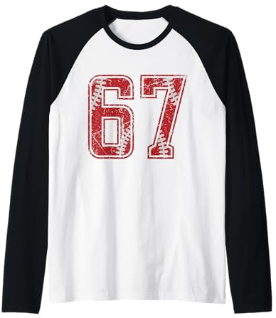 Distressed Baseball Nummer #67 Raglan