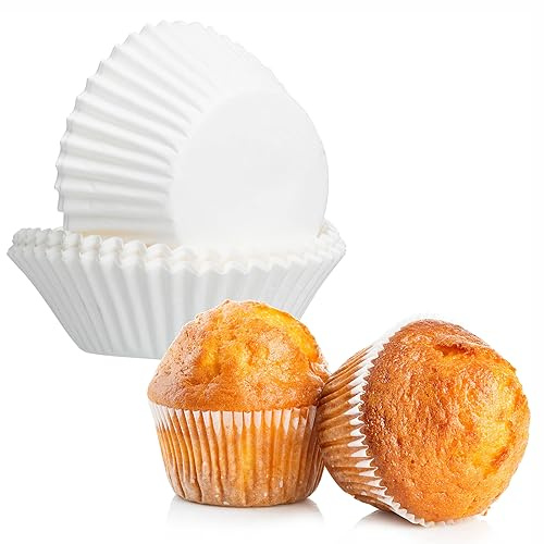 250 Muffin Cases - Paper Baking Moulds, Made from White Food Grade Paper, for Cupcakes, Fairy Cakes, Buns and Muffins, Christmas, Birthdays and Easter Cake Cases for Baking