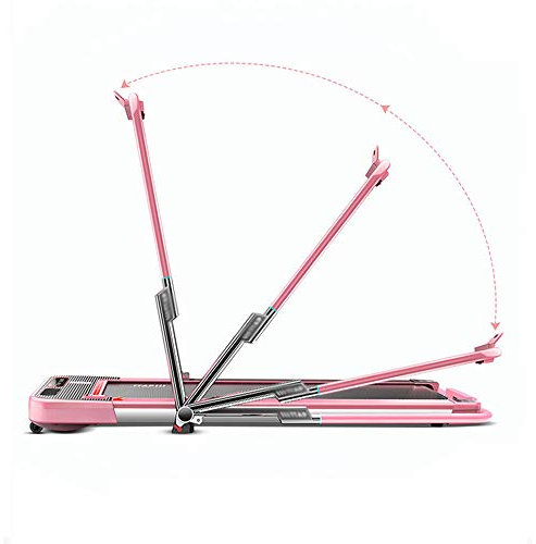 Treadmill foldable home small indoor ultra-quiet shock absorption electric flat treadmill home walking machine with handrail,infrared remote control,Bluetooth APP connection,Pink