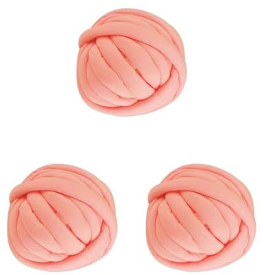 3 Set grobes Wollgarn waschbar DIY Handstrickgarn für Arm Strickdecke Matte Rosa, Länge 12 m bis 14 m