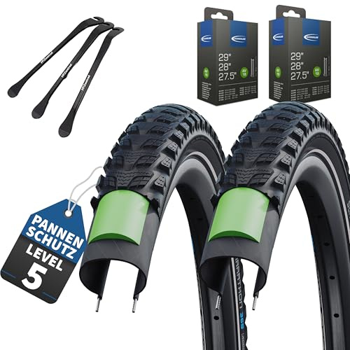 2er Set Schwalbe Fahrradreifen Marathon 365 28 Zoll Reflex + AV DV SV Schlauch und 3 Metall Reifenheber E Bike (AV-Ventil Schläuche, 28x2,15 Zoll (55-622))