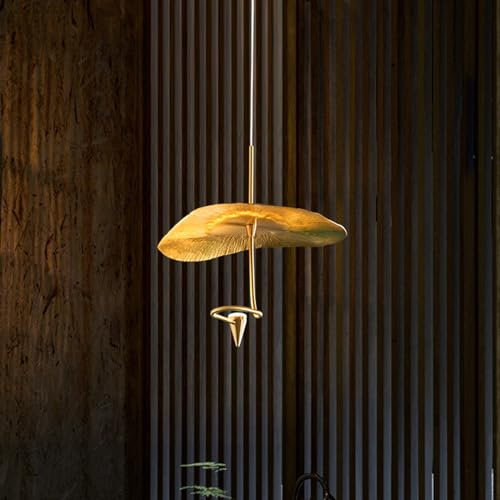 Pendelleuchte LED Indoor Restaurant Kronleuchter modern Lotusblatt Stil kreatives Design Lampe Mit Messing Lampenschirm höhenverstellbar Deckenleuchte Wohnzimmer Bar Bürobeleuchtung ( Size : 1 head )