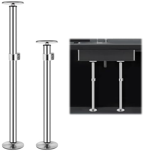 Snowtaros Undermount Sink Brackets, Stainless Steel Undermount Sink Support, 17.7“-31.1 Adjustable Support Pole, Undermount Sink Repair Kit for Kitchen, Bathroom (2 Pack)