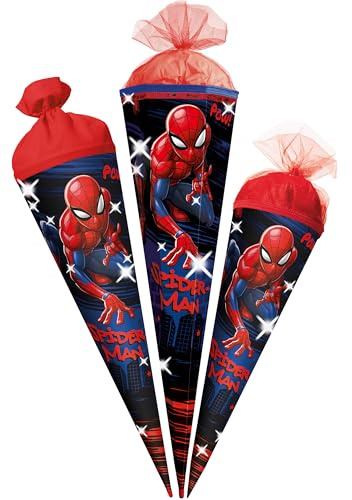 alles-meine.de GmbH Schultüte - Spyderman - 35-100 cm - Größe wählbar - Holzspitze wählbar - Zuckertüte - Tüll - oder Filzabschluß - eckig/rund - klein & groß - Geschenktüte ..