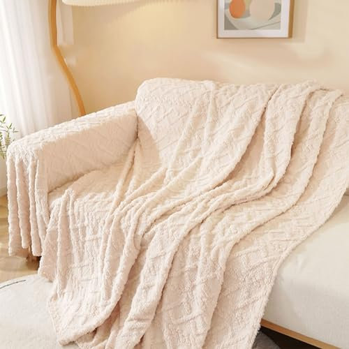 Epinki Sofabezug, 180x260CM Couchbezug Form Einfarbig Welle Muster, Anti-Rutsch Waschbar Sofa Protection Cover Schonbezüge aus Polyester für Hunde Haustierfreundliche, Beige