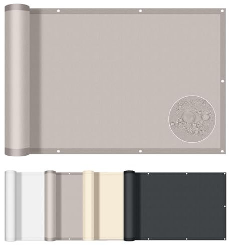 AXT SHADE Pantalla Privacidad Balcón 85x300cm Impermeable Ocultacion Balcon Protección Viento y Los Rayos UV con Ataduras para Exterior Terraza-Gris Pardo