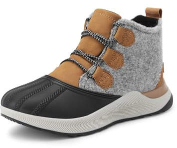 DREAM PAIRS Ankle Winter Boots for Women Waterproof Lace Up Anti-Slip Warm Snow Booties Fashion Sneaker Boots,Size 6,Brown/Black,SDSB2416W