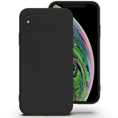 Zuvirelx Silikon Handyhülle für iPhone X/XS Hülle, Weiches Griff, Dünne, Minimalistisch, Stoßfest, rutschfest, Taschenpassend - Schwarz